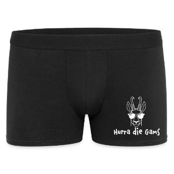 hurra die gams berg wandern gipfelbier hüttengaudi - Männer Boxer Shorts - Schwarz - Vorne