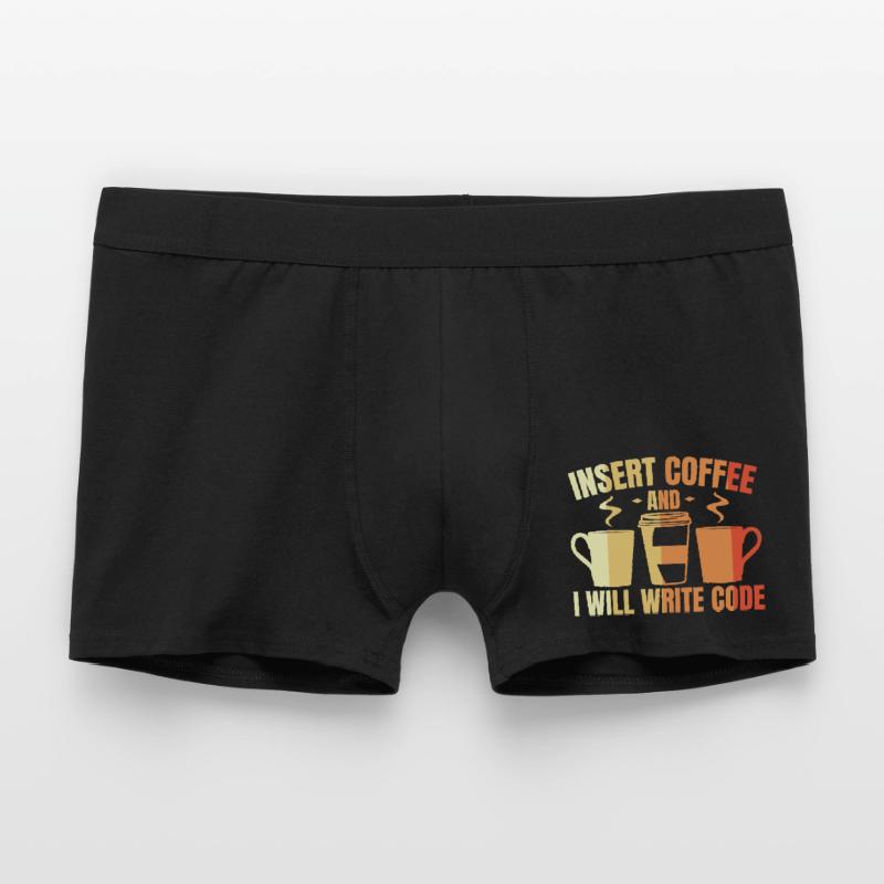 Insert Coffee And I Will Write Code Men's Boxer Shorts
