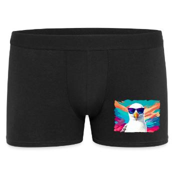 Lustige Möwe mit Sonnenbrille - Männer Boxer Shorts - Schwarz - Vorne