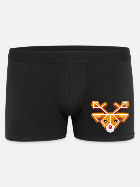 Geometric reindeer head motif in gingerbread style - Men's Boxer Shorts - black