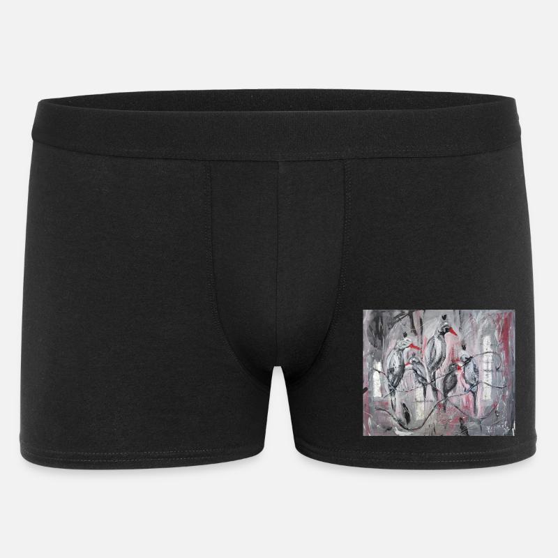 Abstrakte Stare Vogelgruppe Kunstdruck - Männer Boxer Shorts - Schwarz