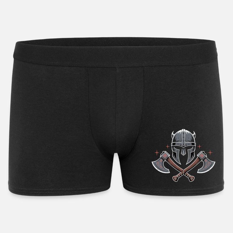Helm- und Äxtdesign im Wikingerbardenstil - Männer Boxer Shorts - Schwarz