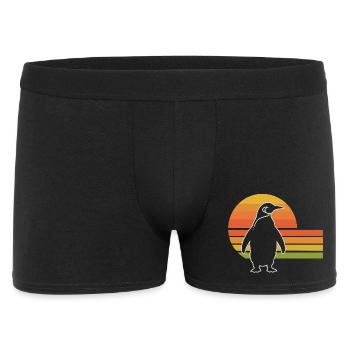 Penguin Silhouette Sonnenuntergang Design - Männer Boxer Shorts - Schwarz - Vorne