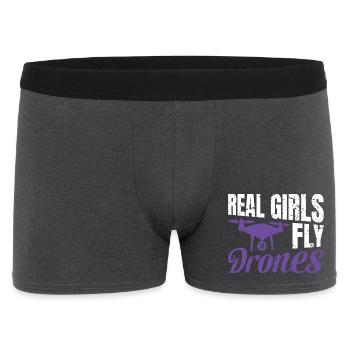 Real Girls fly Drones - Männer Boxer Shorts - Anthrazit - Vorne