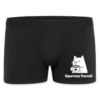 Espresso Yourself Cat Motif - Men's Boxer Shorts - black - Front