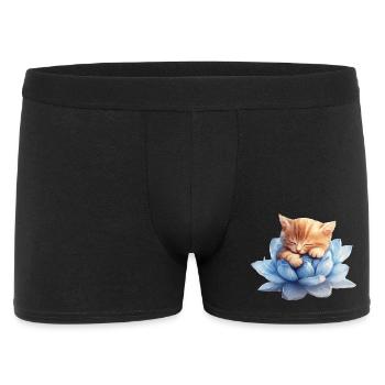 Kitten resting on blue succulents - Men's Boxer Shorts - black - Front