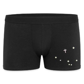 Kreuz im Sternenhimmel - Männer Boxer Shorts - Schwarz - Vorne