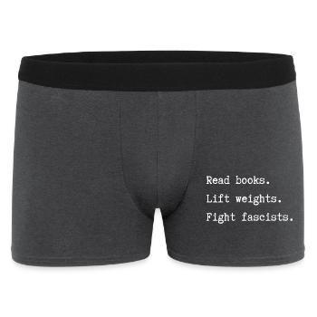 Read_books-_Lift_weights - Männer Boxer Shorts - Anthrazit - Vorne