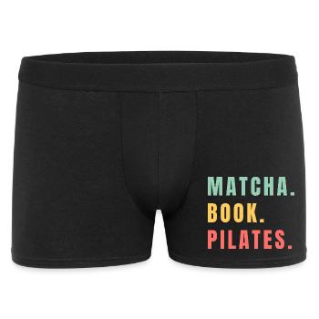 MATCHA BOOK PILATES - Männer Boxer Shorts - Schwarz - Vorne