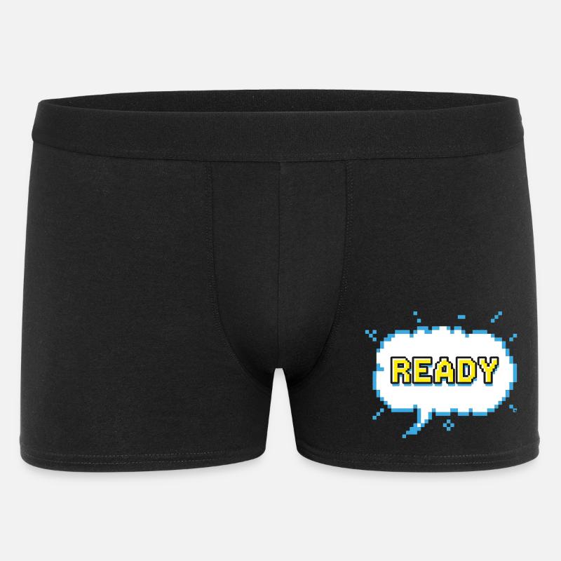 READY Schriftzug im Pixel Comic Look - Männer Boxer Shorts - Schwarz