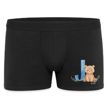 J and Teddy Bear Watercolor Design - Men's Boxer Shorts - black - Front