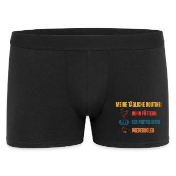 Meine tägliche Huhn-Routine - Männer Boxer Shorts - Schwarz - Vorne