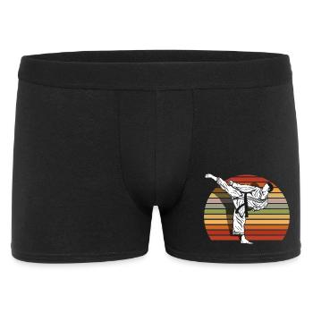 Retro Karate Fighter Martial Arts Kick Vintage - Boxer Homme - noir - Devant