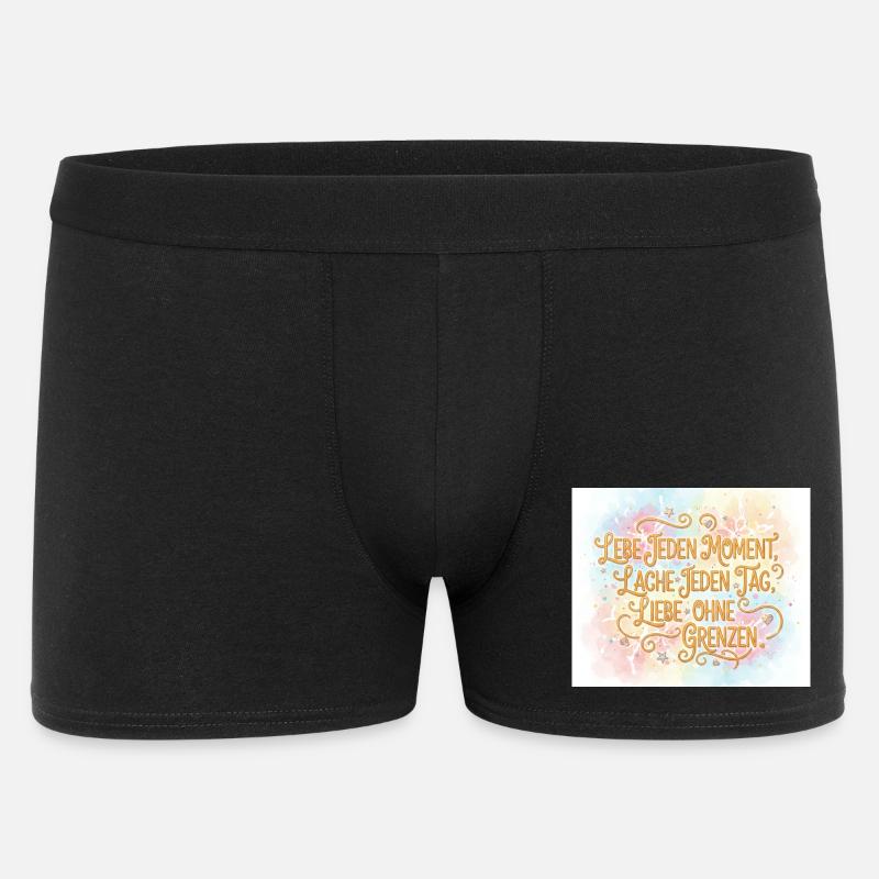 Lebe Jeden Moment Lache Jeden Tag - Männer Boxer Shorts - Schwarz