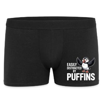 Easily Distracted By Puffins Lustiger - Men's Boxer Shorts - black - Front