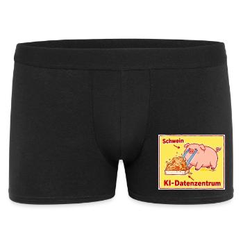 Schwein KI-Datenzentrum Cartoon - Männer Boxer Shorts - Schwarz - Vorne