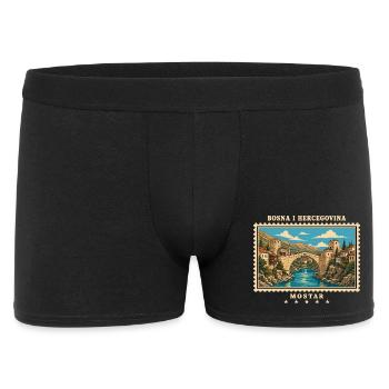 Bosnien und Herzegowina Mostar Vintage Reisemarke - Männer Boxer Shorts - Schwarz - Vorne