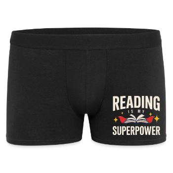 Leseliebhaber – Lesen ist meine Superkraft - Männer Boxer Shorts - Schwarz - Vorne