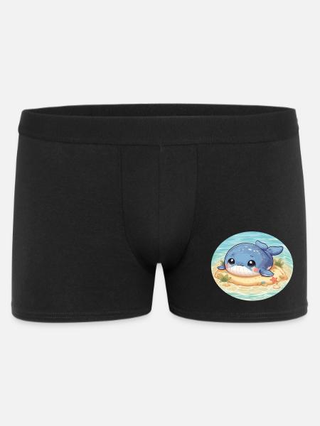 Wal auf Sandbank im Meer - Männer Boxer Shorts - Schwarz