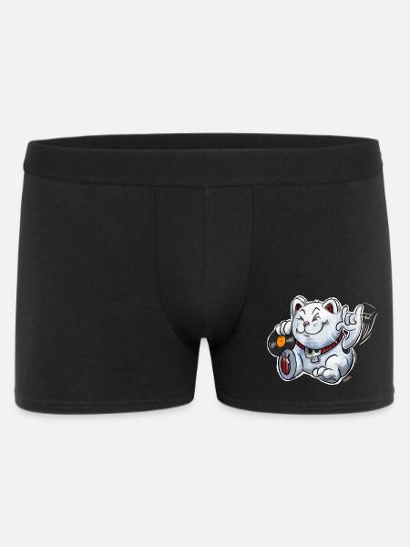 Heavy Metal Maneki-Neko (Winkekatze) - Männer Boxer Shorts - Schwarz