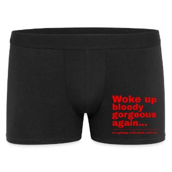Aufgewacht blutig wunderschön, lustiger britischer Humor - Männer Boxer Shorts - Schwarz - Vorne