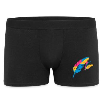 bunte Feder - Männer Boxer Shorts - Schwarz - Vorne