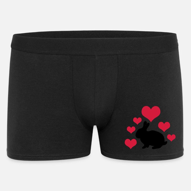 Hase mit 6 Herzen 2 - Männer Boxer Shorts - Schwarz