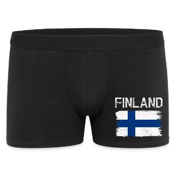Finland Flag Distressed Brush - Men's Boxer Shorts - black - Front