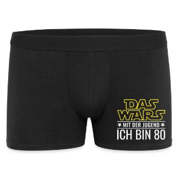 80. Geburtstag - Das wars mit der Jugend - Männer Boxer Shorts - Schwarz - Vorne