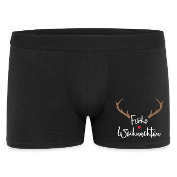 Frohe Weihnachten Rentier Geweih Dekoration - Männer Boxer Shorts - Schwarz - Vorne