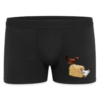 two chickens on a bale of straw - Men's Boxer Shorts - black - Front