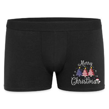 Joyeux Noël Arbres de Noël USA Flag America - Boxer Homme - noir - Devant