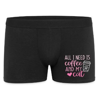 Alles, was ich brauche, ist Kaffee und meine Katze - Männer Boxer Shorts - Schwarz - Vorne
