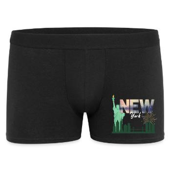 New York Skyline Fireworks - Männer Boxer Shorts - Schwarz - Vorne