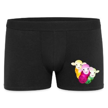 three colourful sheep with colour-coordinated wool - Men's Boxer Shorts - black - Front