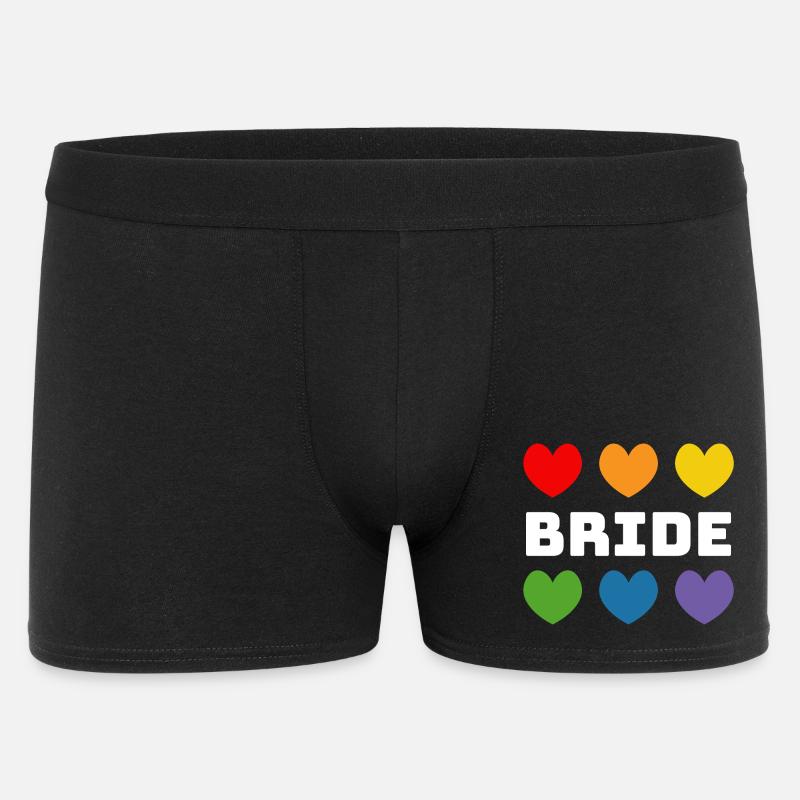 Regenbogenherzchen Bride weiss - Männer Boxer Shorts - Schwarz