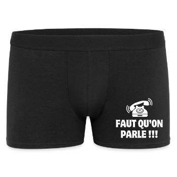 téléphone, téléphone humour, faut qu'on parle - Boxer Homme - noir - Devant