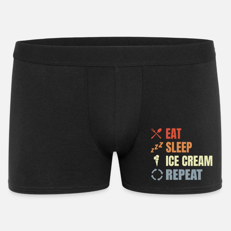 Essen Schlafen Eiscreme Wiederholen - Männer Boxer Shorts - Schwarz