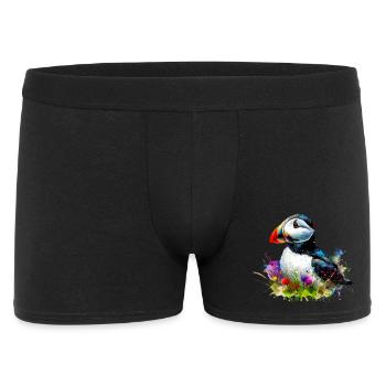 Papageitaucher - Männer Boxer Shorts - Schwarz - Vorne