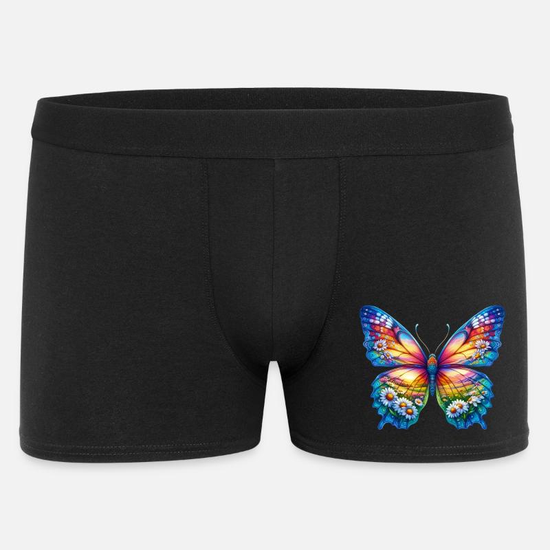 Schmetterlingsblumen Gänseblümchen Gänseblümchen - Männer Boxer Shorts - Schwarz