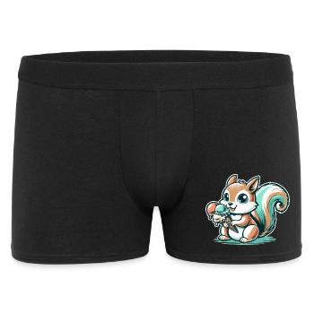 Écureuil de dessin animé mignon avec de la crème glacée - Boxer Homme - noir - Devant