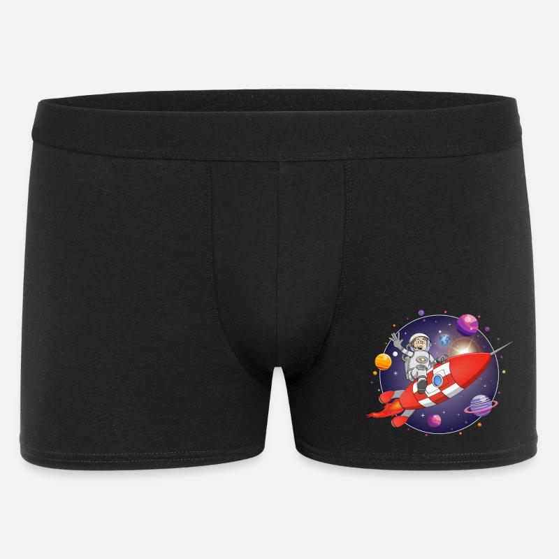 L’astronaute et la fusée rouge dans l’espace - Boxer Homme - noir