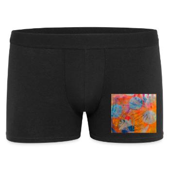 Abstrakte bunte Kreise auf lebhaftem Hintergrund - Männer Boxer Shorts - Schwarz - Vorne