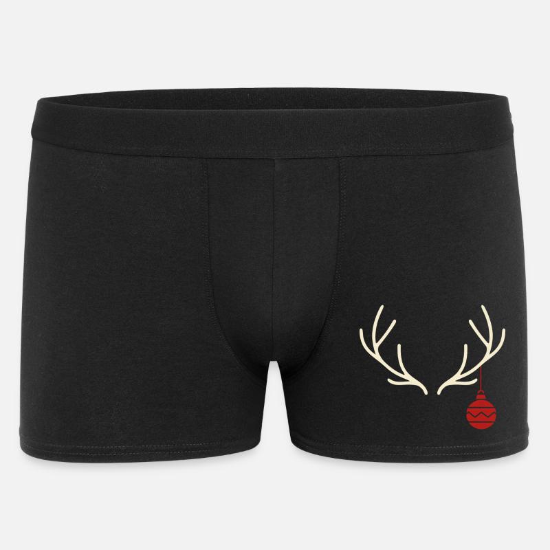 Geweih mit roter Weihnachtskugel – Yule Stil - Männer Boxer Shorts - Schwarz
