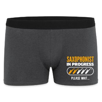 Jazz saxophone funny saxophonist in progress - Men's Boxer Shorts - charcoal grey - Front