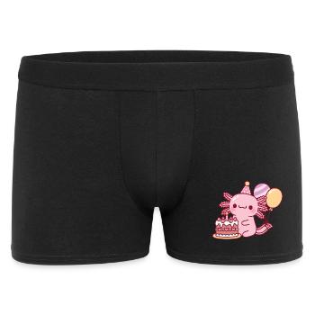 Cute Axolotl With Birthday Cake and Balloons - Men's Boxer Shorts - black - Front