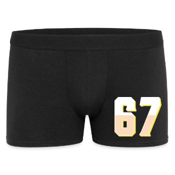 6 7 – Trendiges, minimalistisches Textdesign, - Männer Boxer Shorts - Schwarz - Vorne