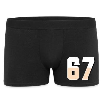 6 7 – Trendiges, minimalistisches Textdesign, - Männer Boxer Shorts - Schwarz - Vorne