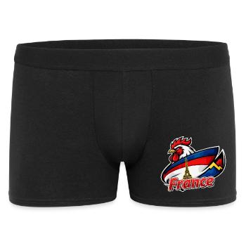 Französischer Hahn mit Eiffelturmflagge - Männer Boxer Shorts - Schwarz - Vorne