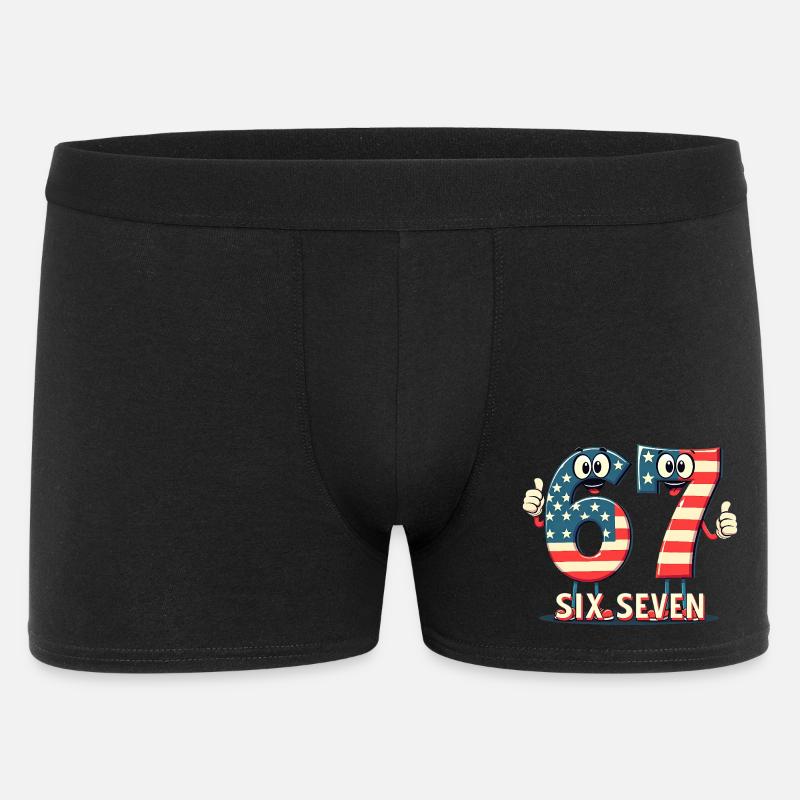 US Flag 67 Memes Six Seven - Männer Boxer Shorts - Schwarz